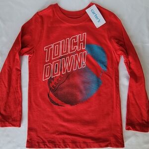 Carter's Kids Long-Sleeve Shirt, Touchdown Football, Red, Size 6 Regular (NWT)